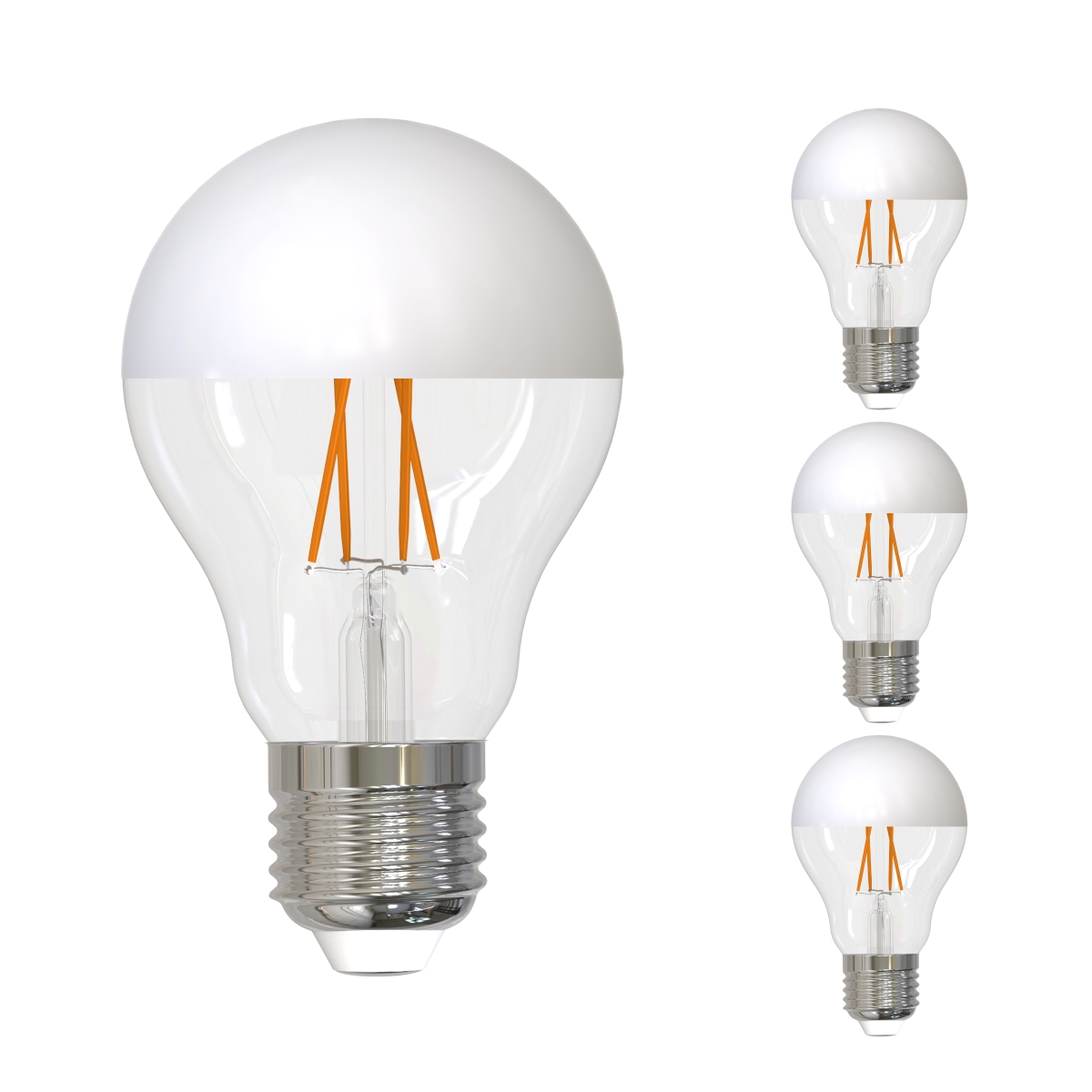LED Filament, 5 Watt Dimmable A19 Light Bulb, Half White Finish, E26 Base, 2700K 400 Lumens, 4PK