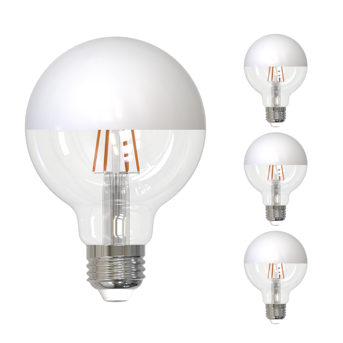 LED Filament, 6 Watt Dimmable G40 Light Bulb,Half White Finish,E26 Base,2700K 500 Lumens, 2PK