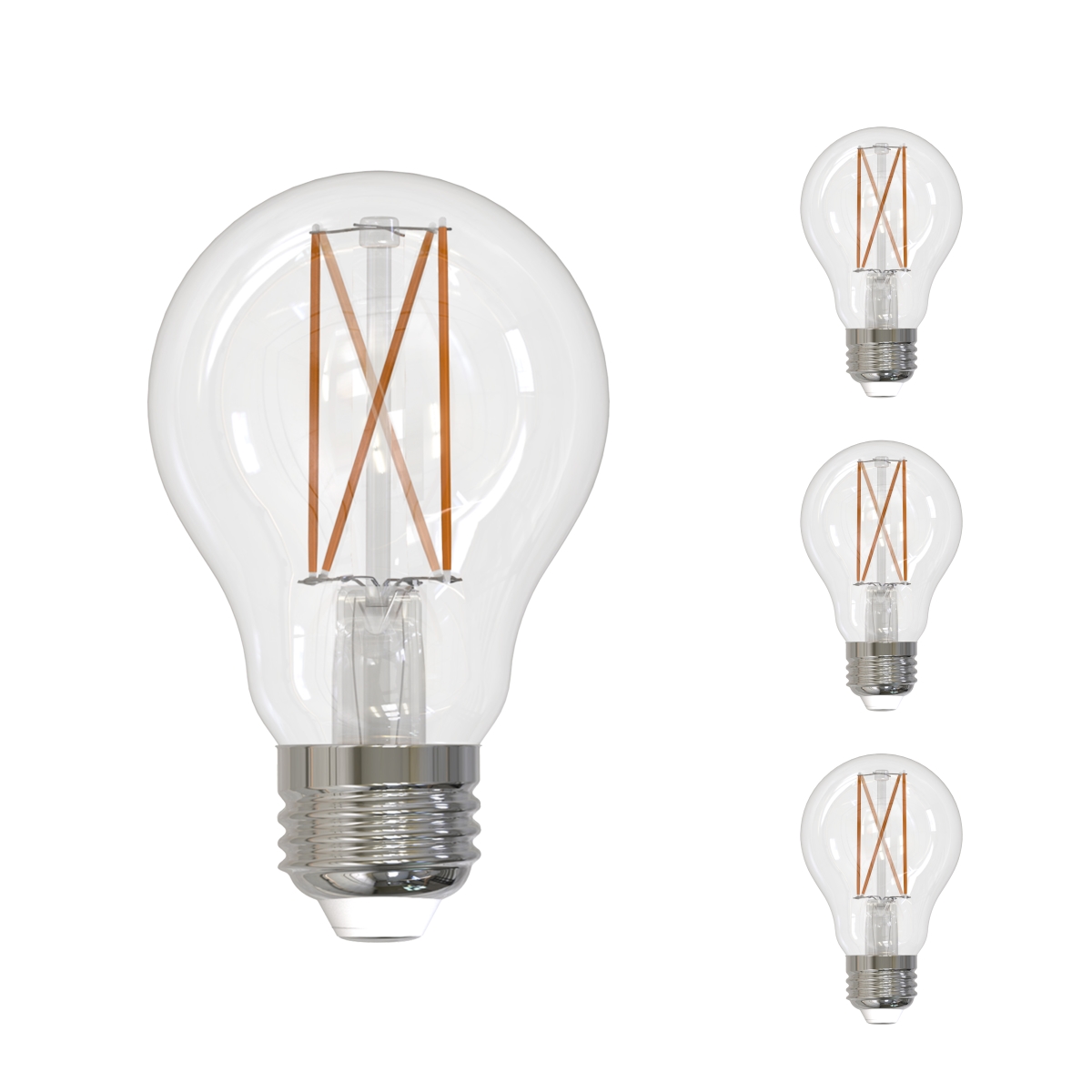 LED Filament, 8.5 Watt Dimmable A19 Light Bulb, Clear Glass Finish, E26 Base, 5000K, 800 Lumens,4PK