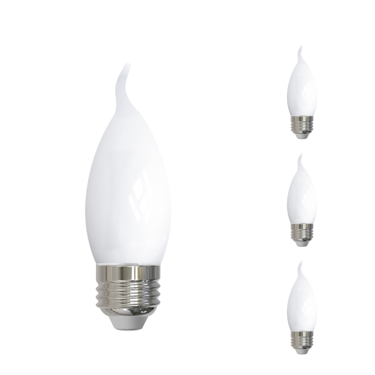 LED Filament, 5 Watt Dimmable CA10 Light Bulb, Milky Glass Finish, E26 Base, 3000K, 500 Lumens, 4PK