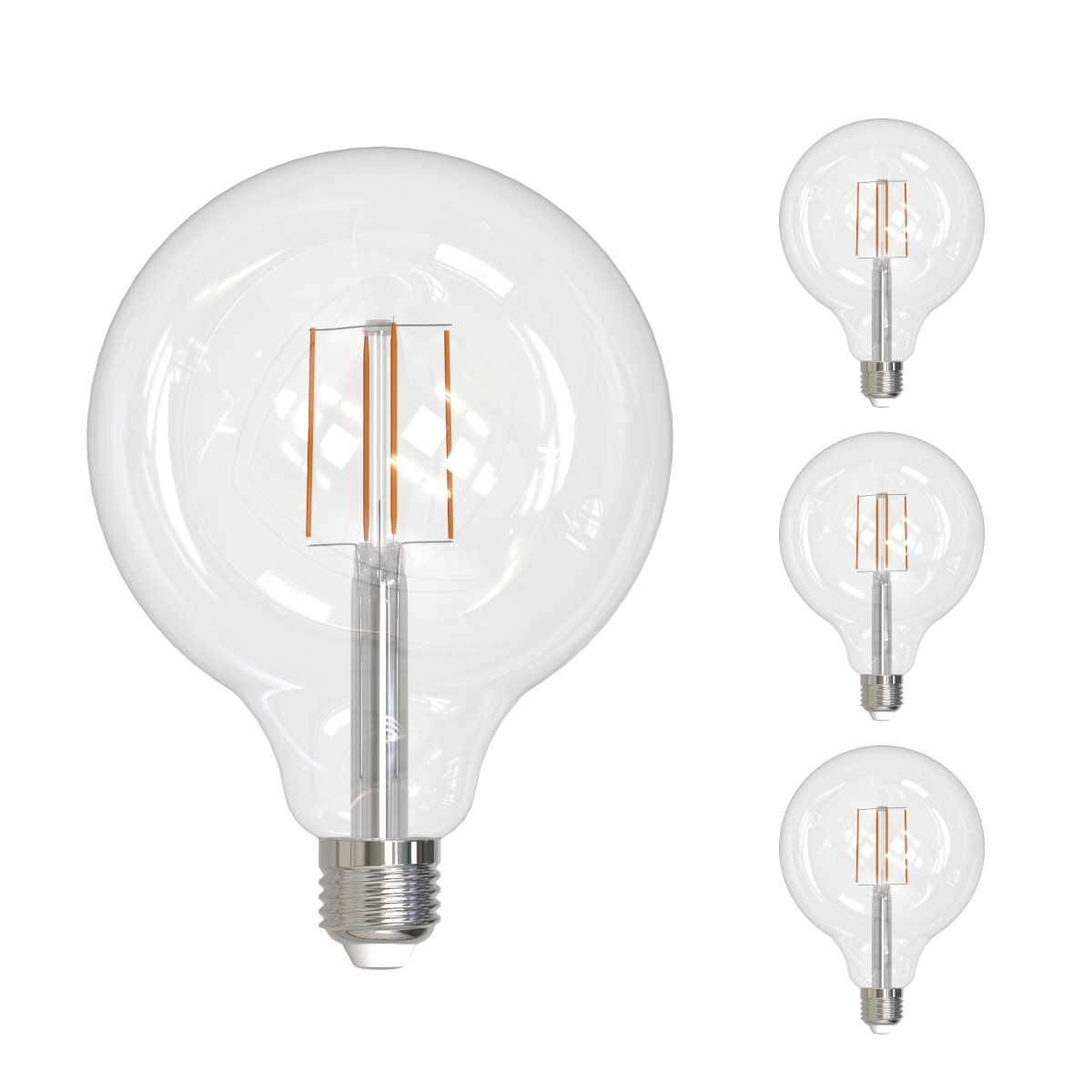 LED Filament, 8.5 Watt Dimmable G40 Light Bulb,Clear Glass Finish,E26 Base,4000K,800 Lumens, 2PK