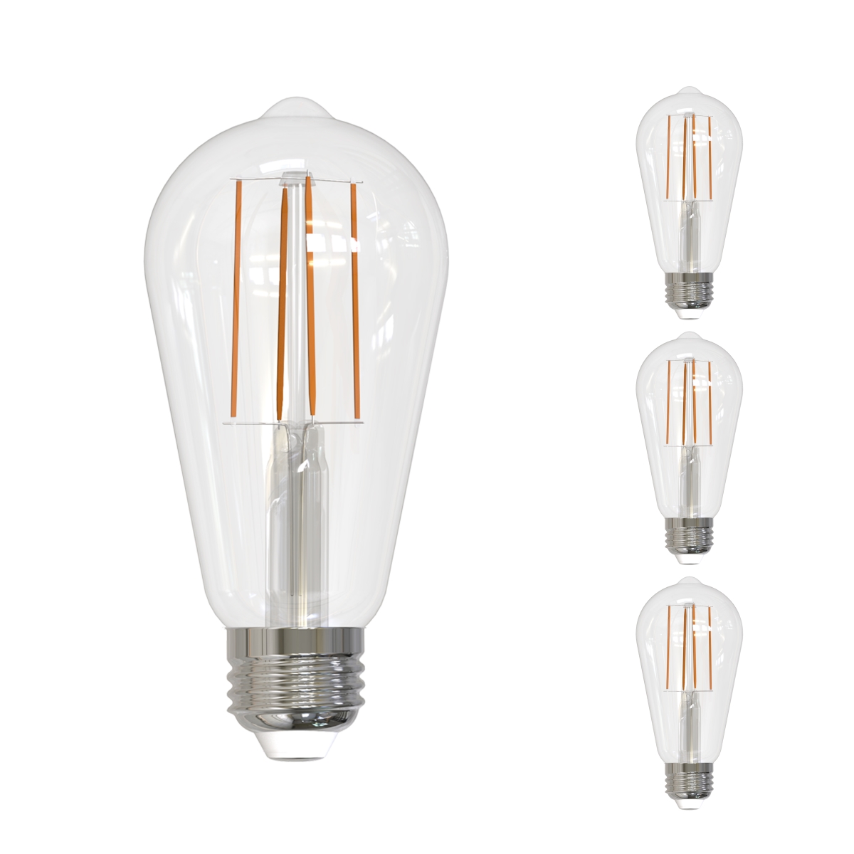 LED Filament, 8.5 Watt Dimmable ST18 Light Bulb, Clear Glass Finish, E26 Base, 5000K, 800Lumens,4PK