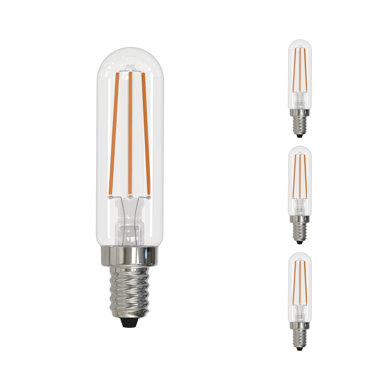 LED Filament, 4.5 Watt Dimmable T6 Light Bulb, Clear Glass Finish, E12 Base, 4000K, 450 Lumens, 4PK