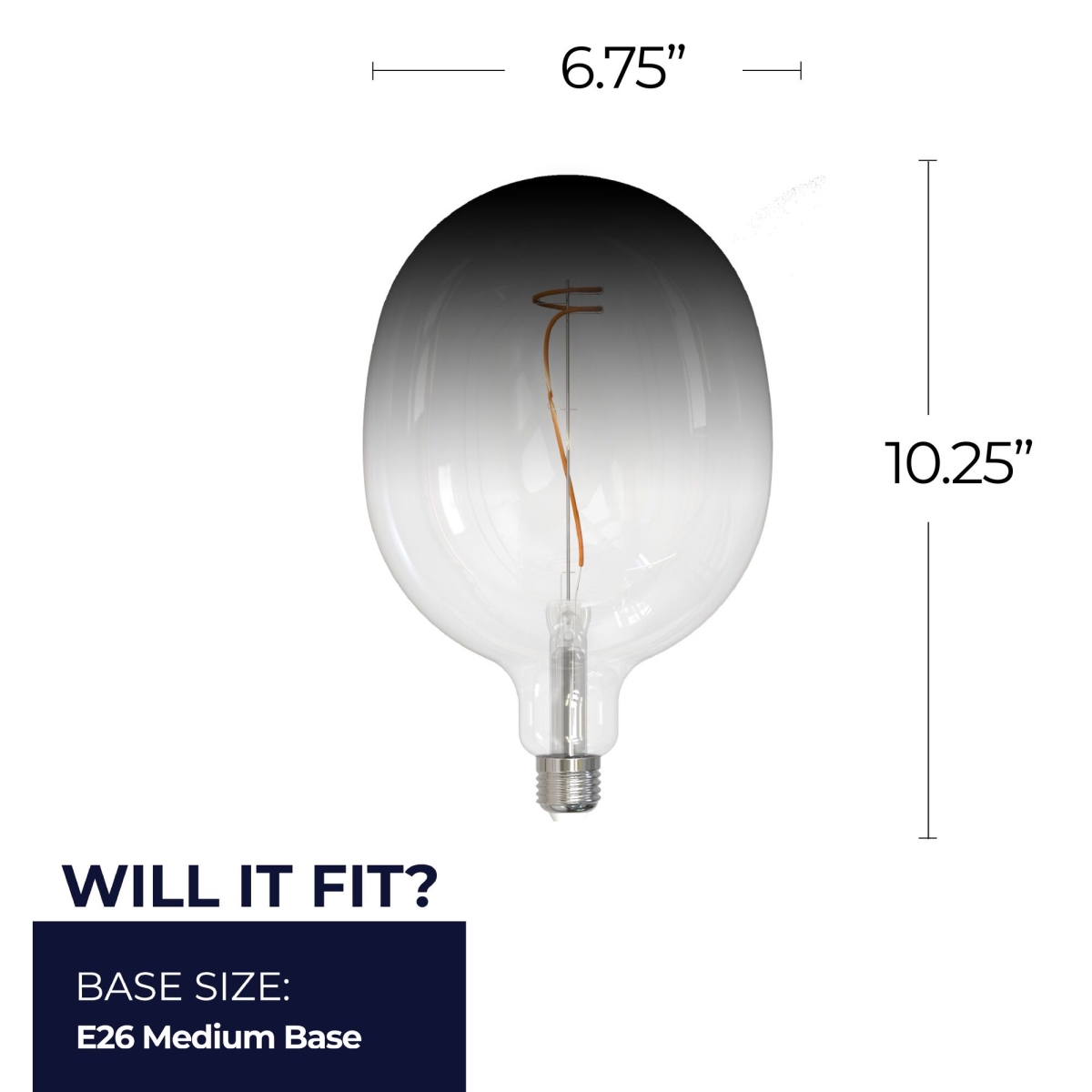 862112 4W C53 Shape Grand 3000K Filament Gradient LED Bulb, Clear & Smoke
