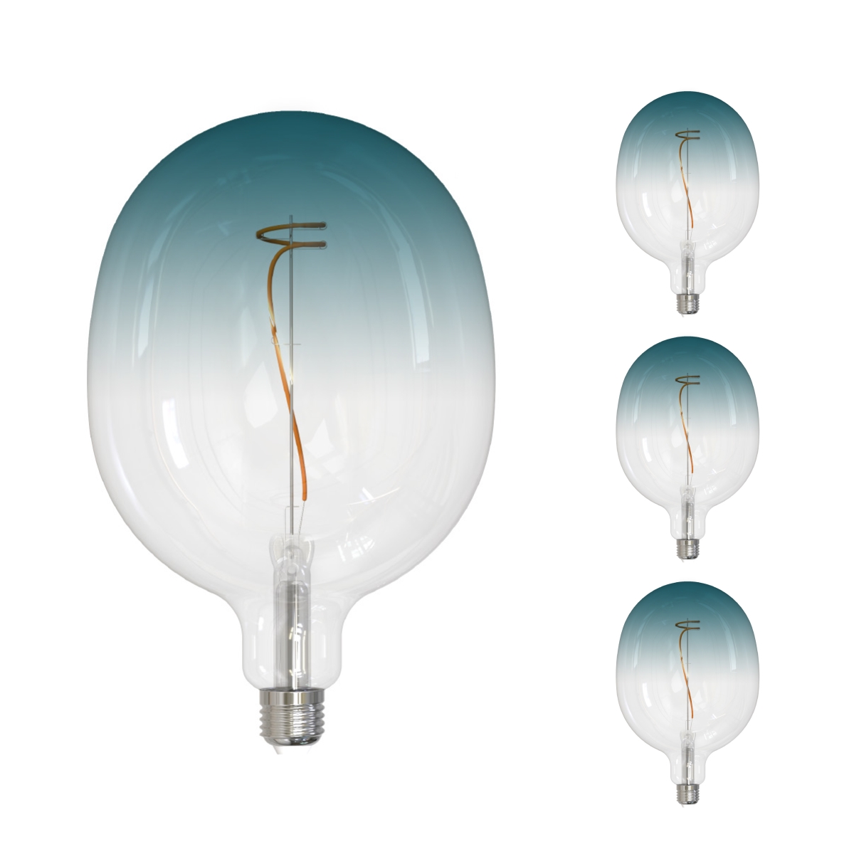 862113 4W C53 Shape Grand 3000K Filament Gradient LED Bulb, Clear & Blue