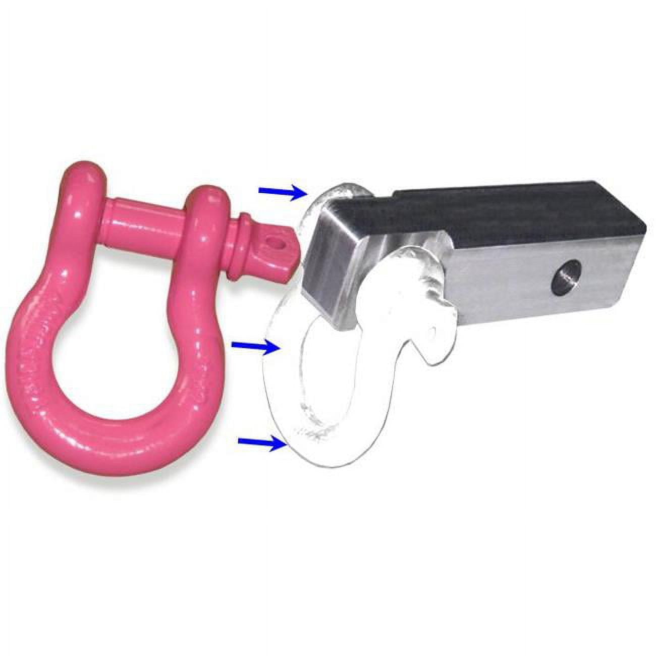 Picture of 2 inch (Aluminum) Receiver Bracket w/ HOT PINK Powdercoated D-Shackle (OFF-ROAD RECOVERY)