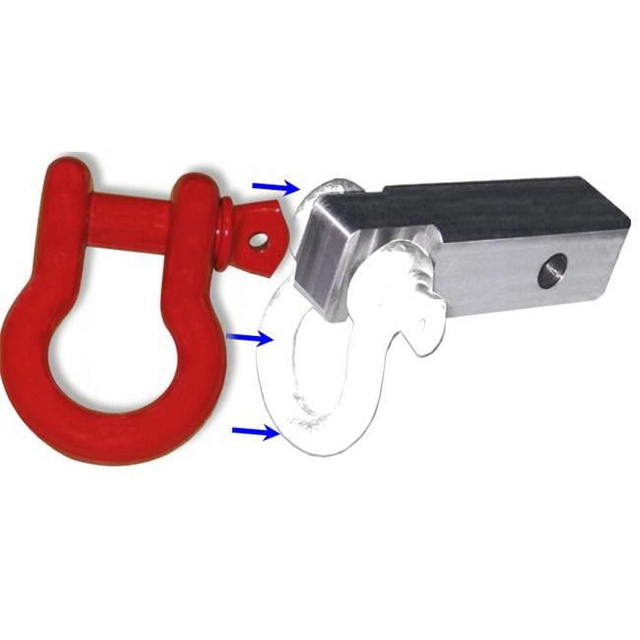 Picture of 2 inch (Aluminum) Receiver Bracket w/ PATRIOT RED Powdercoated D-Shackle (OFF-ROAD RECOVERY)
