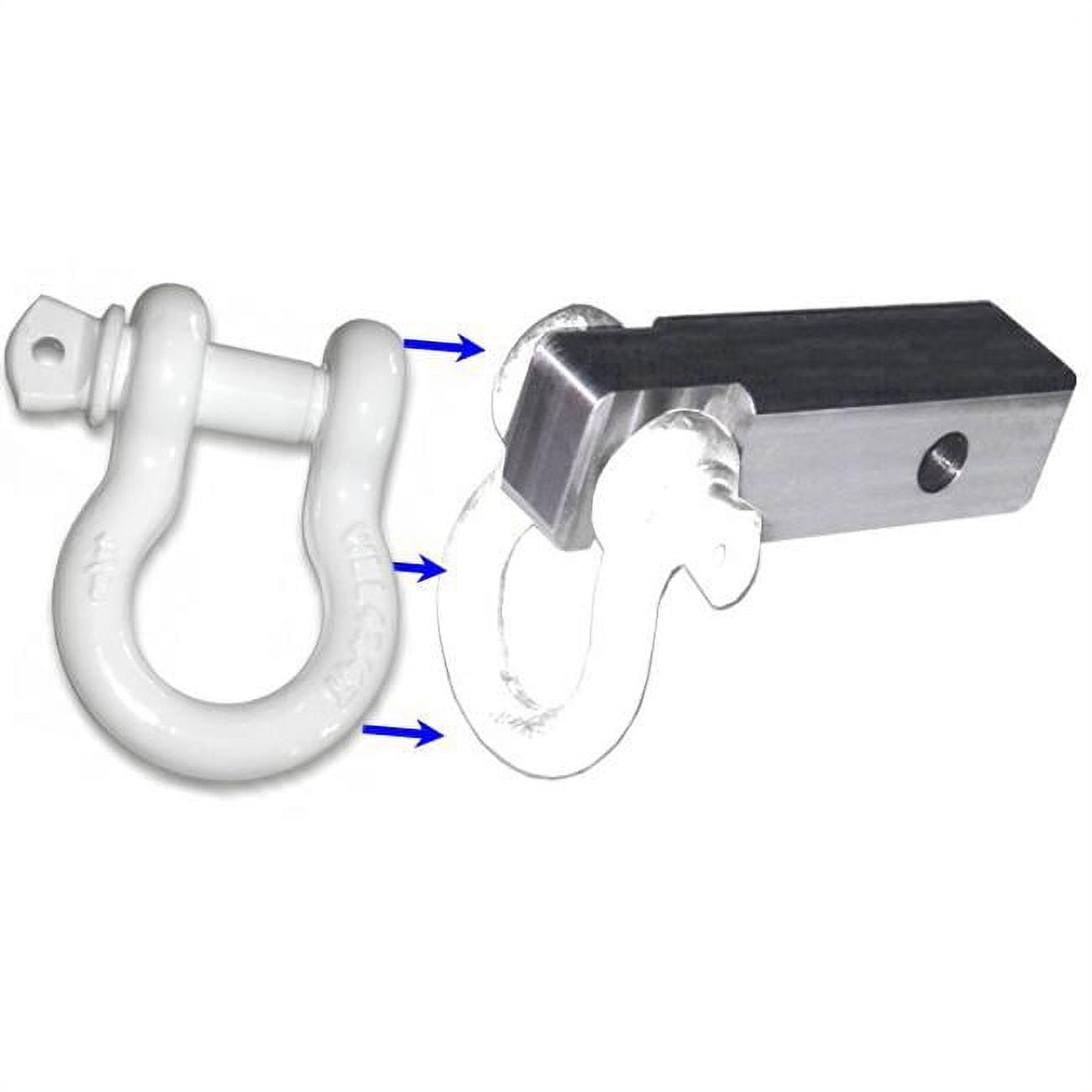 Picture of 2 inch (Aluminum) Receiver Bracket w/ SUPER WHITE Powdercoated D-Shackle (OFF-ROAD RECOVERY)