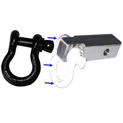 Picture of 2 inch (Aluminum) Receiver Bracket w/ BLACK Powdercoated D-Shackle &amp; Locking Hitch Pin (OFF-ROAD RECOVERY)