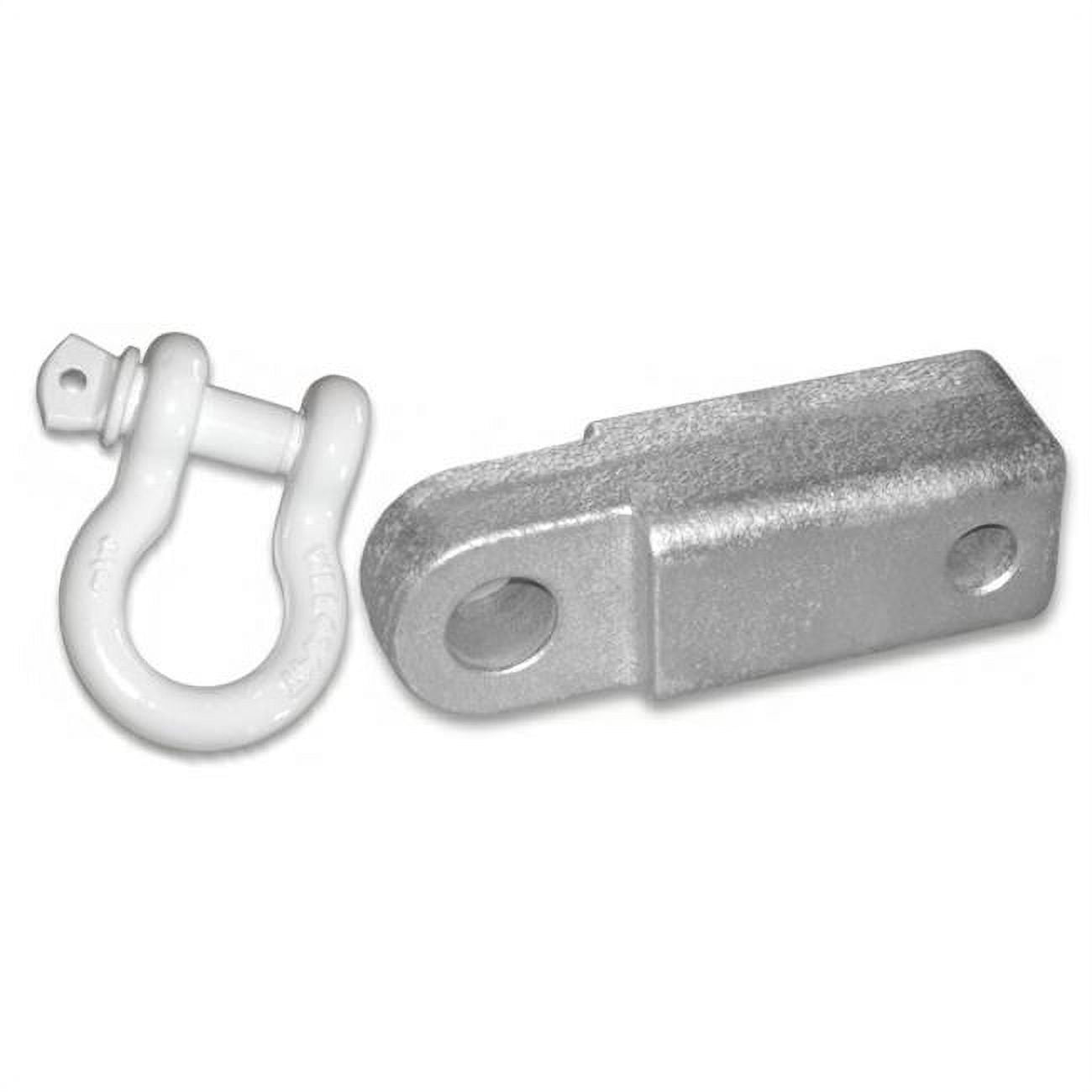 Picture of 2 inch Steel Receiver Bracket w/ SUPER WHITE Powdercoated D-Shackle &amp; Locking Hitch Pin (OFF-ROAD RECOVERY)