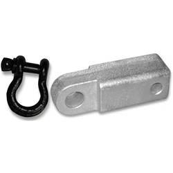 Picture of 2 inch Steel Receiver Bracket w/ BLACK Powdercoated D-Shackle &amp; Locking Hitch Pin (OFF-ROAD RECOVERY)