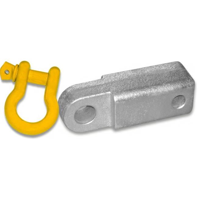Picture of 2 inch Steel Receiver Bracket w/ OLD MAN EMU YELLOW Powdercoated D-Shackle &amp; Locking Hitch Pin (OFF-ROAD RECOVERY)