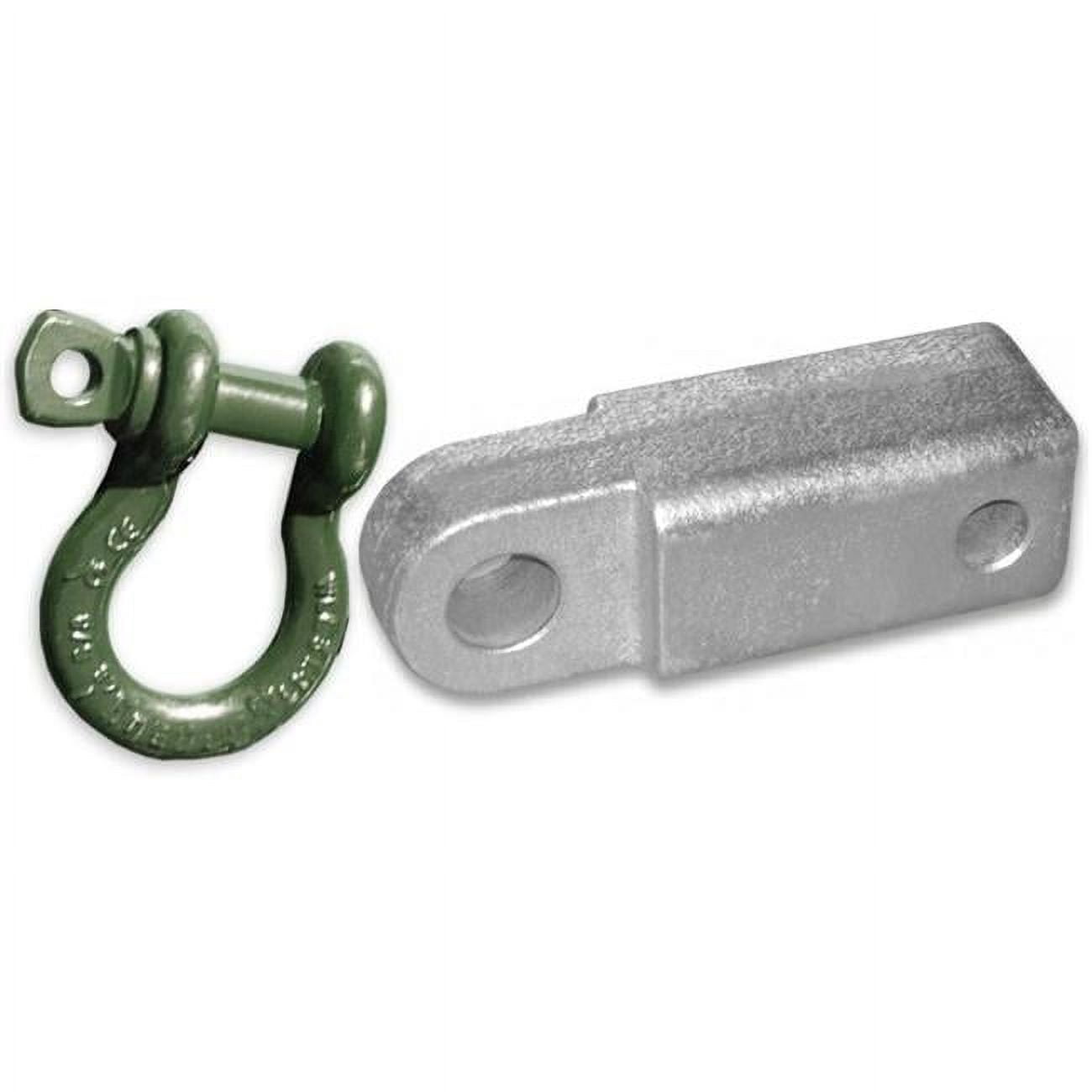Picture of 2 inch Steel Receiver Bracket w/ OD GREEN Powdercoated D-Shackle (OFF-ROAD RECOVERY)