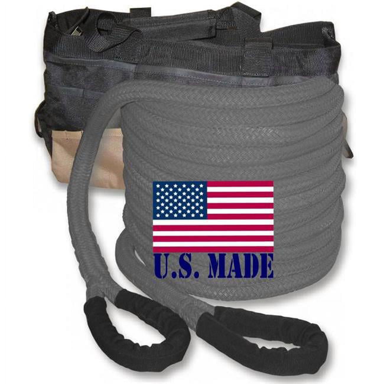 U.S. made "GUNMETAL GREY" Safe-T-Line® Kinetic Recovery (Snatch) ROPE - 1 inch X 30 ft with Heavy-Duty Carry Bag (4X4 VEHICLE RECOVERY) -  PBM Industries, Inc., SA39611