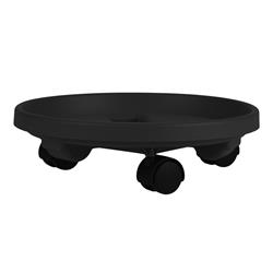 14 in. Caddy Round Plant Stand Caddy with Wheels Saucer Tray, Black