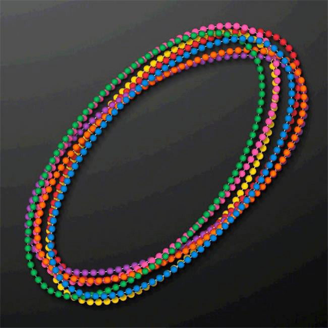 A370 Smooth Round Opaque Bead Mardi Gras Necklace, Assorted Color - Pack of 12