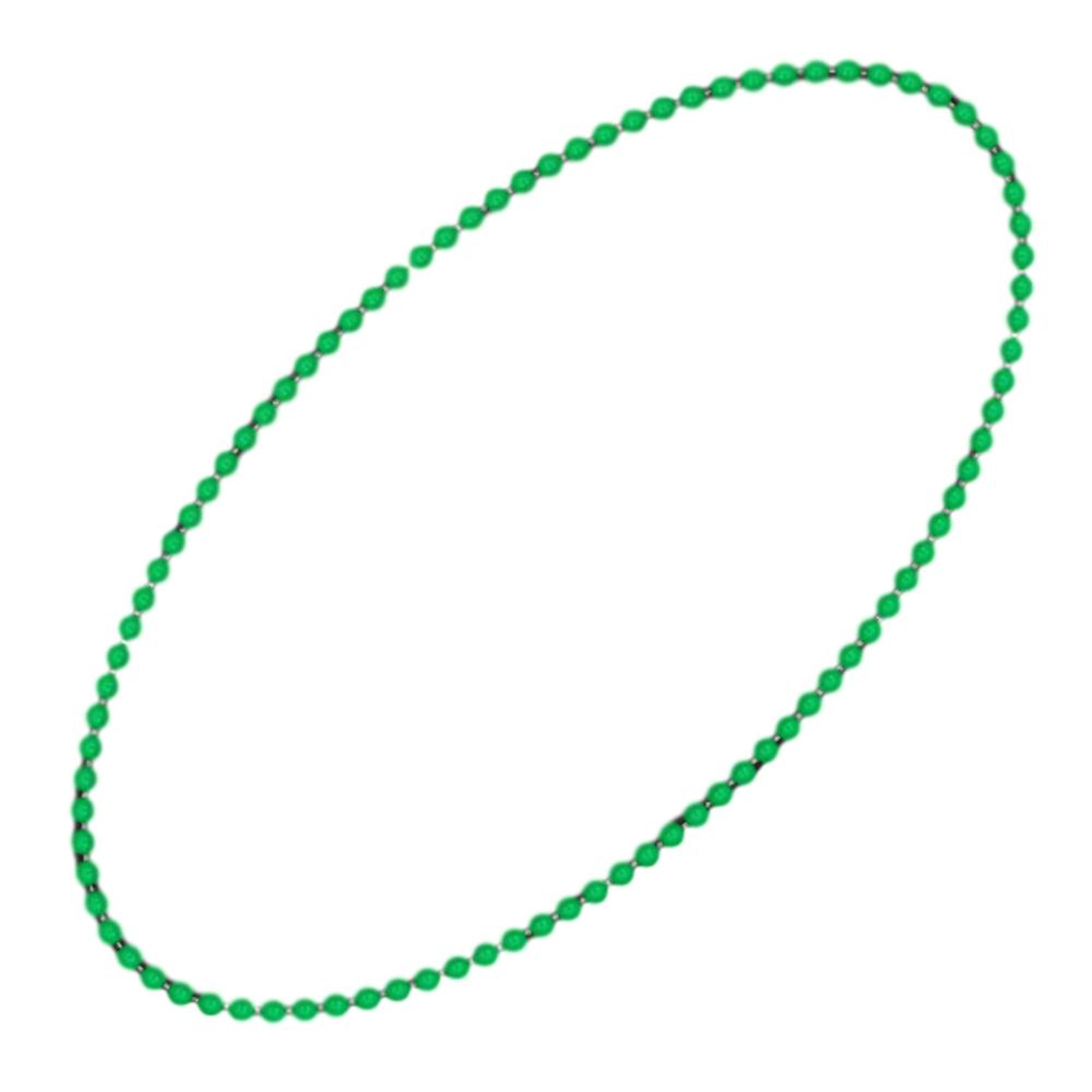 Smooth Round Opaque Bead Mardi Gras Necklace, Green - Pack of 12