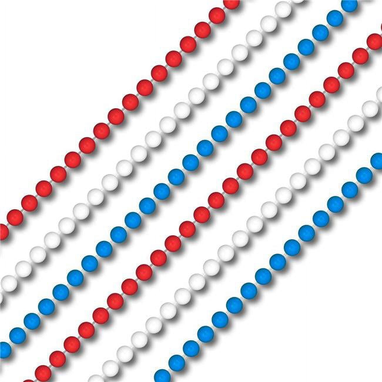Smooth Round Opaque Bead Mardi Gras Necklace USA, Red, White & Blue - Pack of 12