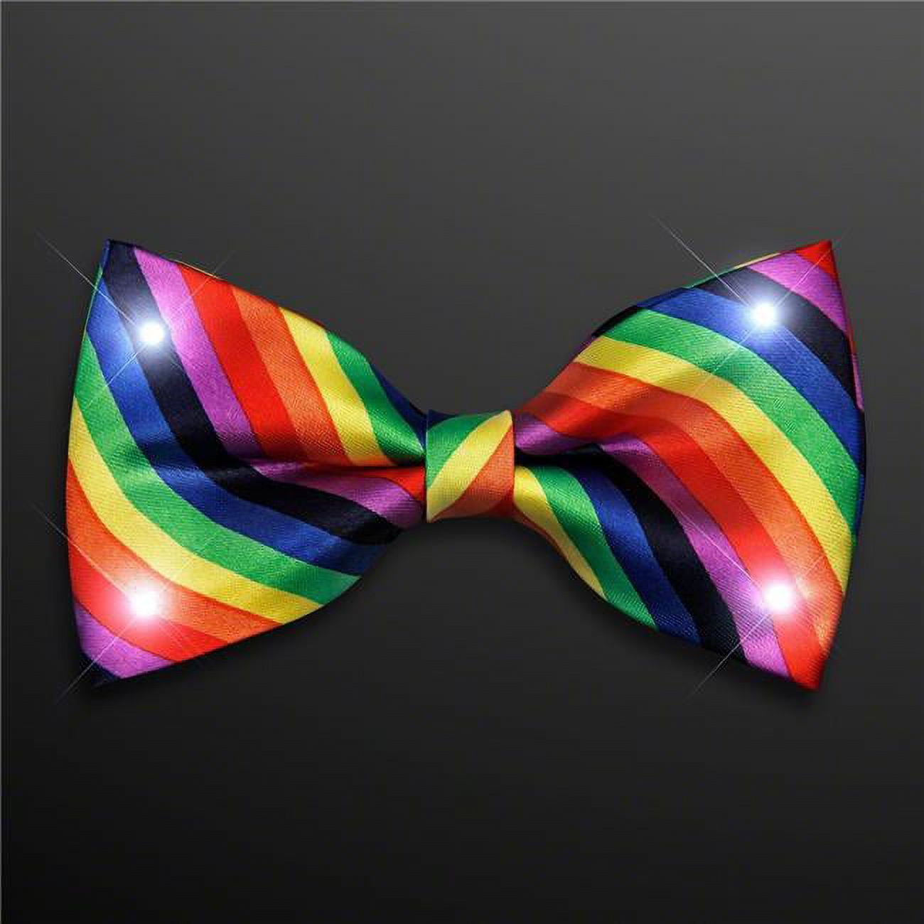 Picture of Blinkee A640 Rainbow Stripes Bow Tie with White LED Lights