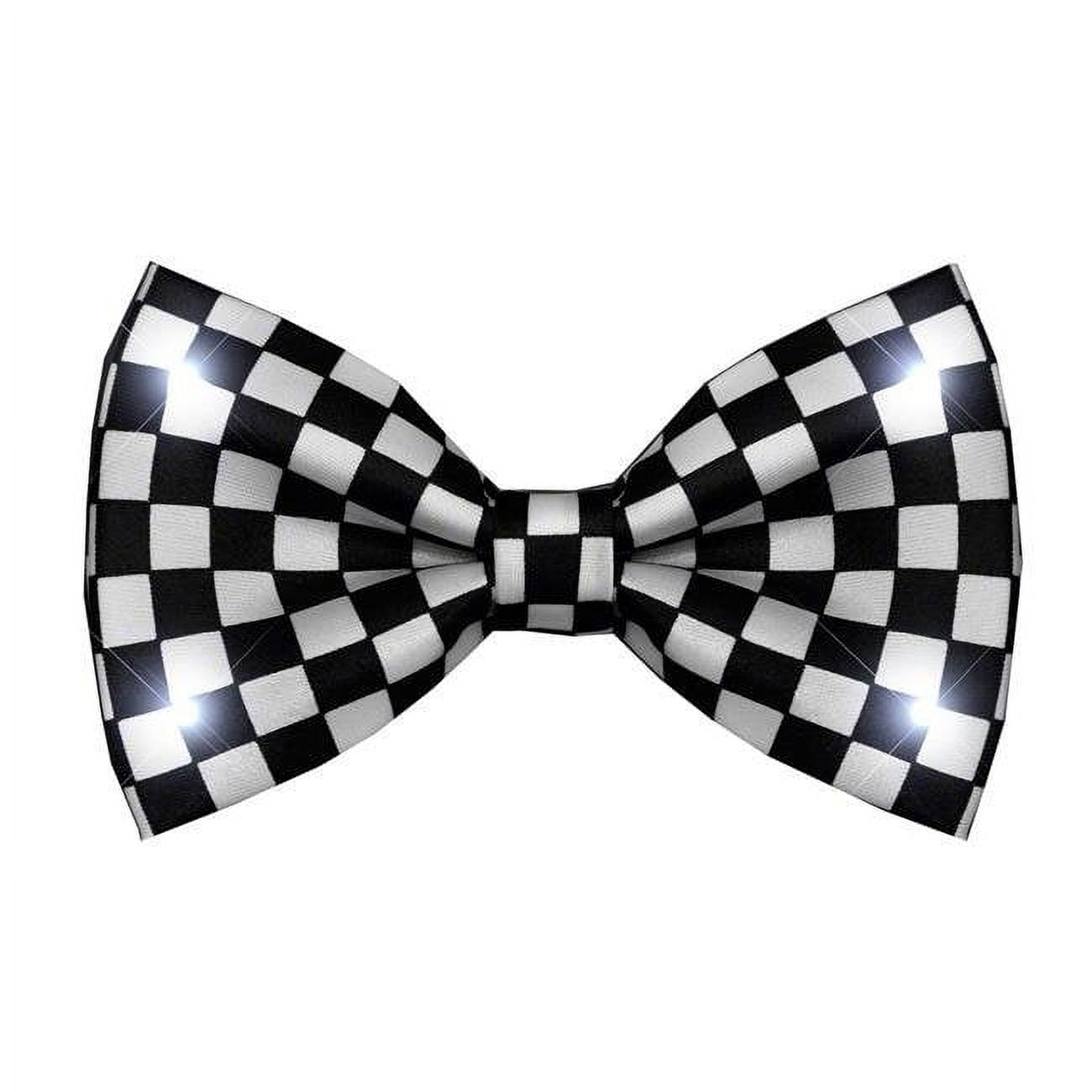 Picture of Blinkee A670 Black & White Checkered Bow Tie with White LED Lights
