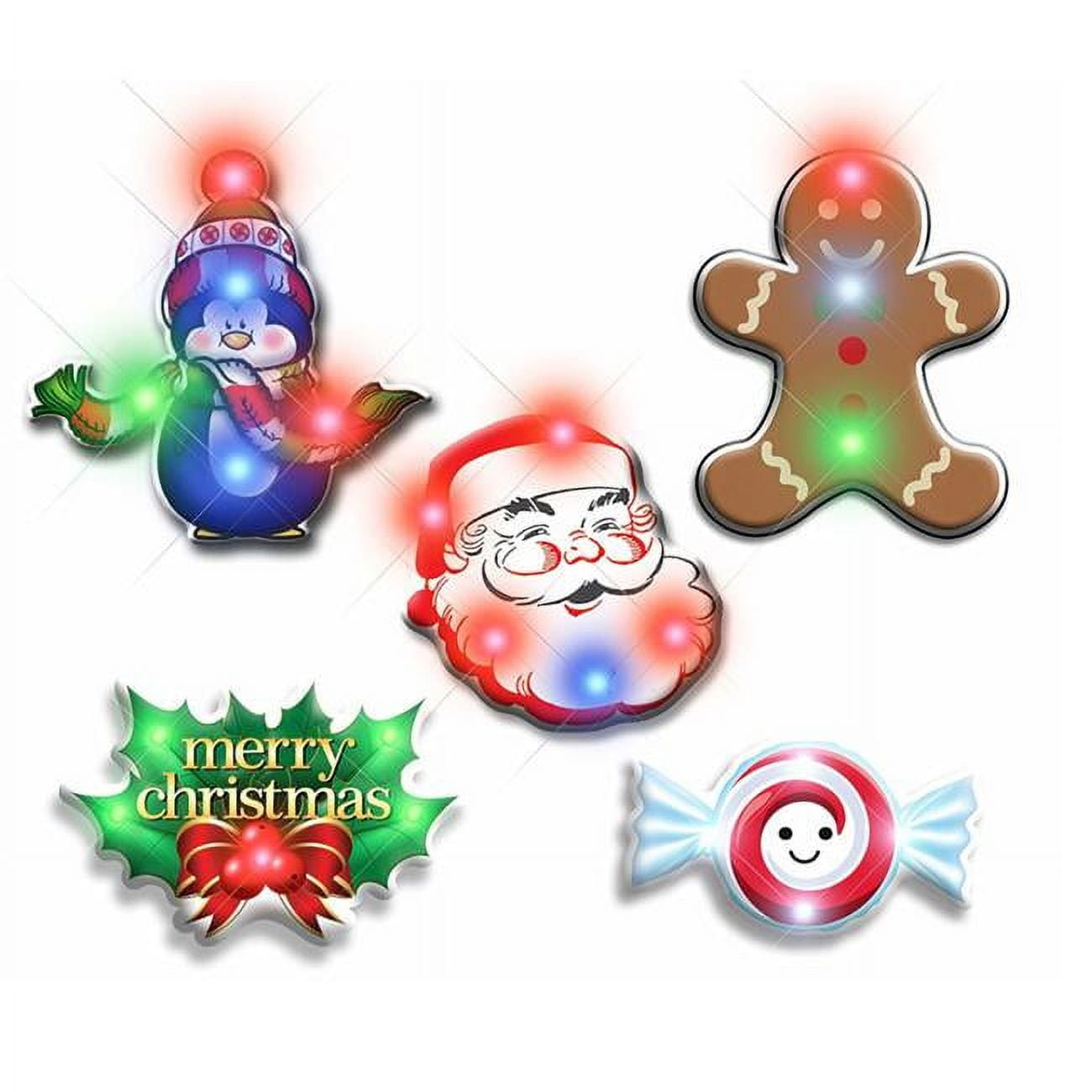 Picture of Blinkee 325000 Assorted Color Christmas 2 Flashing Body Light Lapel Pins - Pack of 25