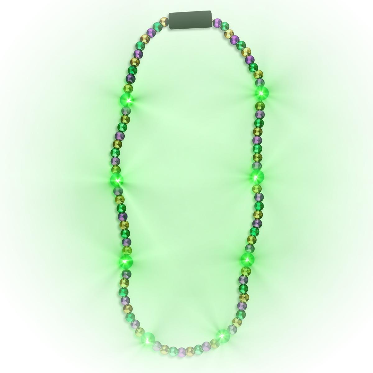596010 Flashing Mardi Gras Beaded Necklace Flashing