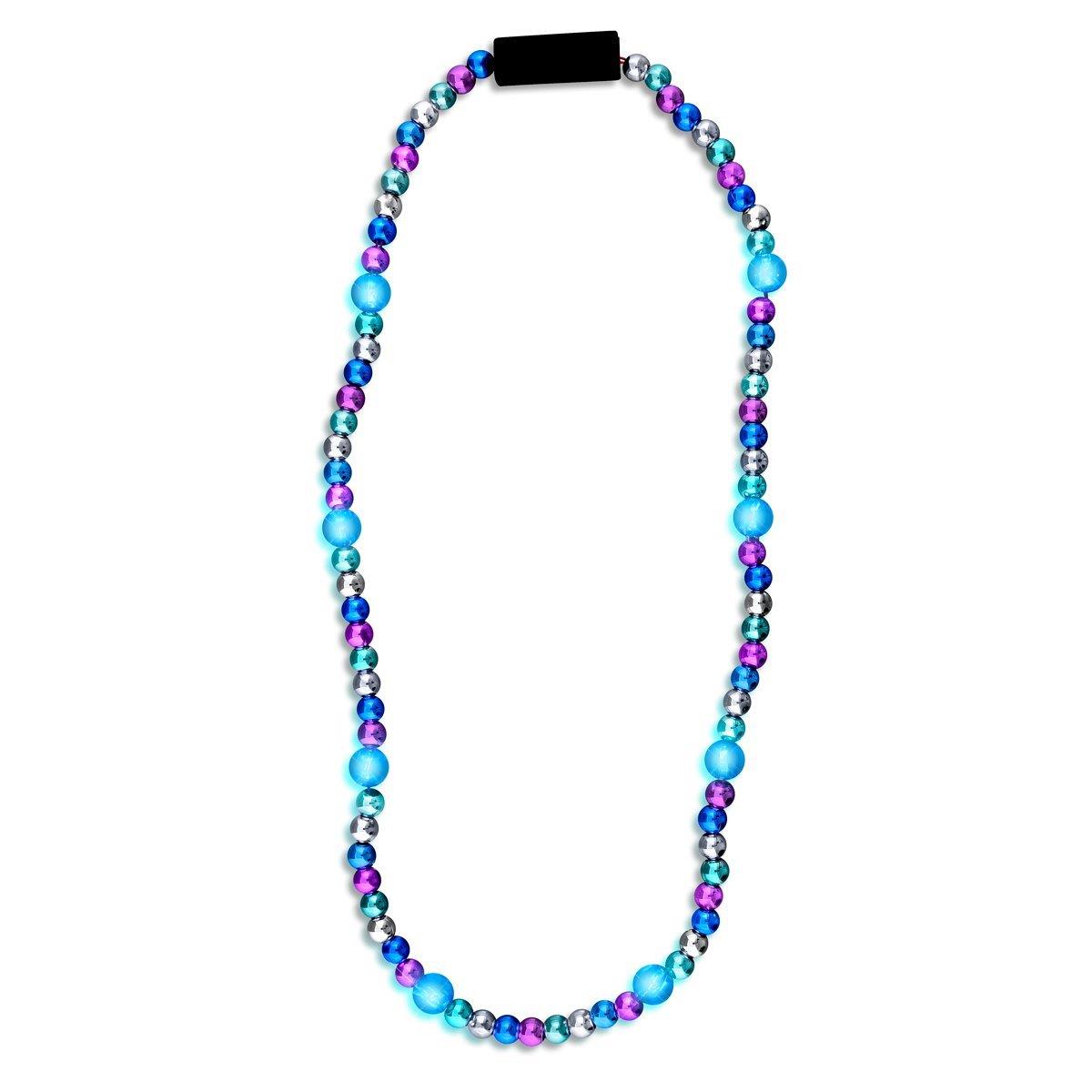 596070 LED Bead Necklace, Blue & Silver
