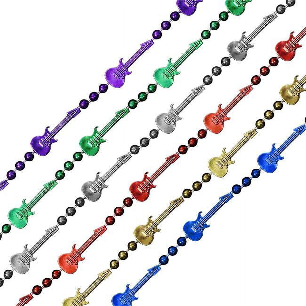 Rock N Roll Guitar Bead Necklace, Assorted Color - Pack of 12