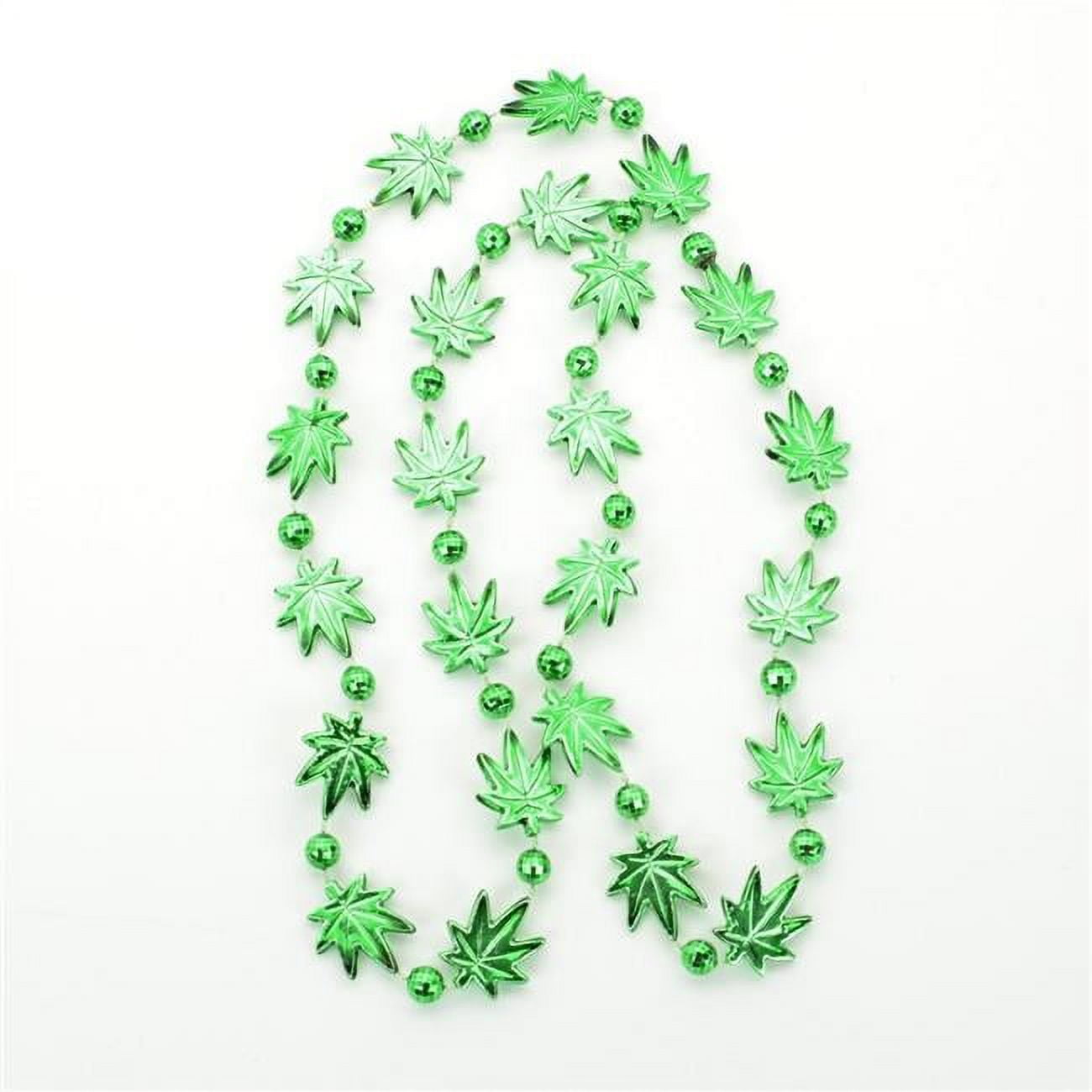 Pot Leaf Bead Necklaces, Green - Pack of 12
