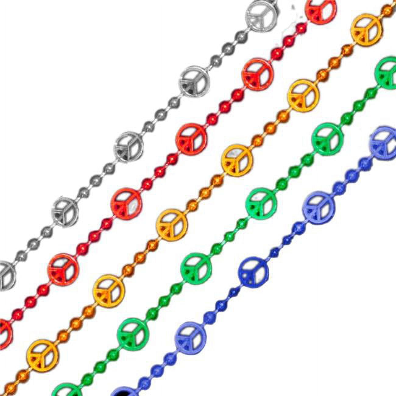 Peace Sign Bead Necklace, Assorted Color - Pack of 12