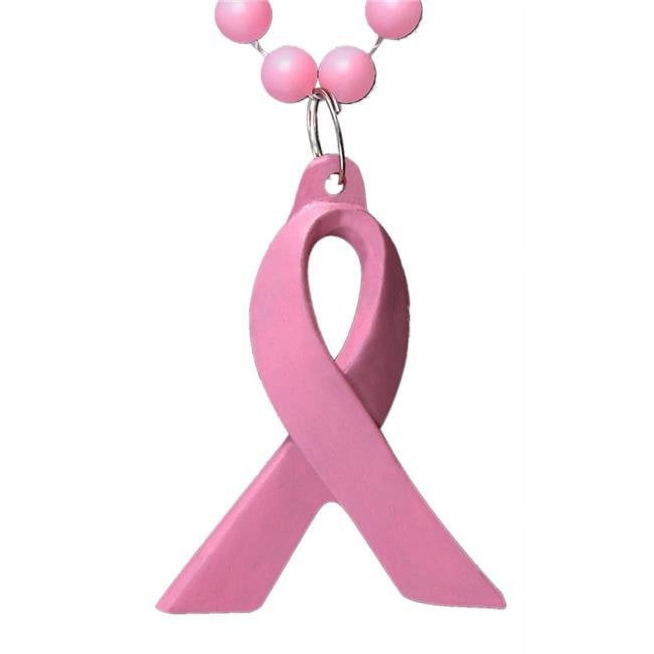 Pink Ribbon Beaded Necklace - Pack of 12