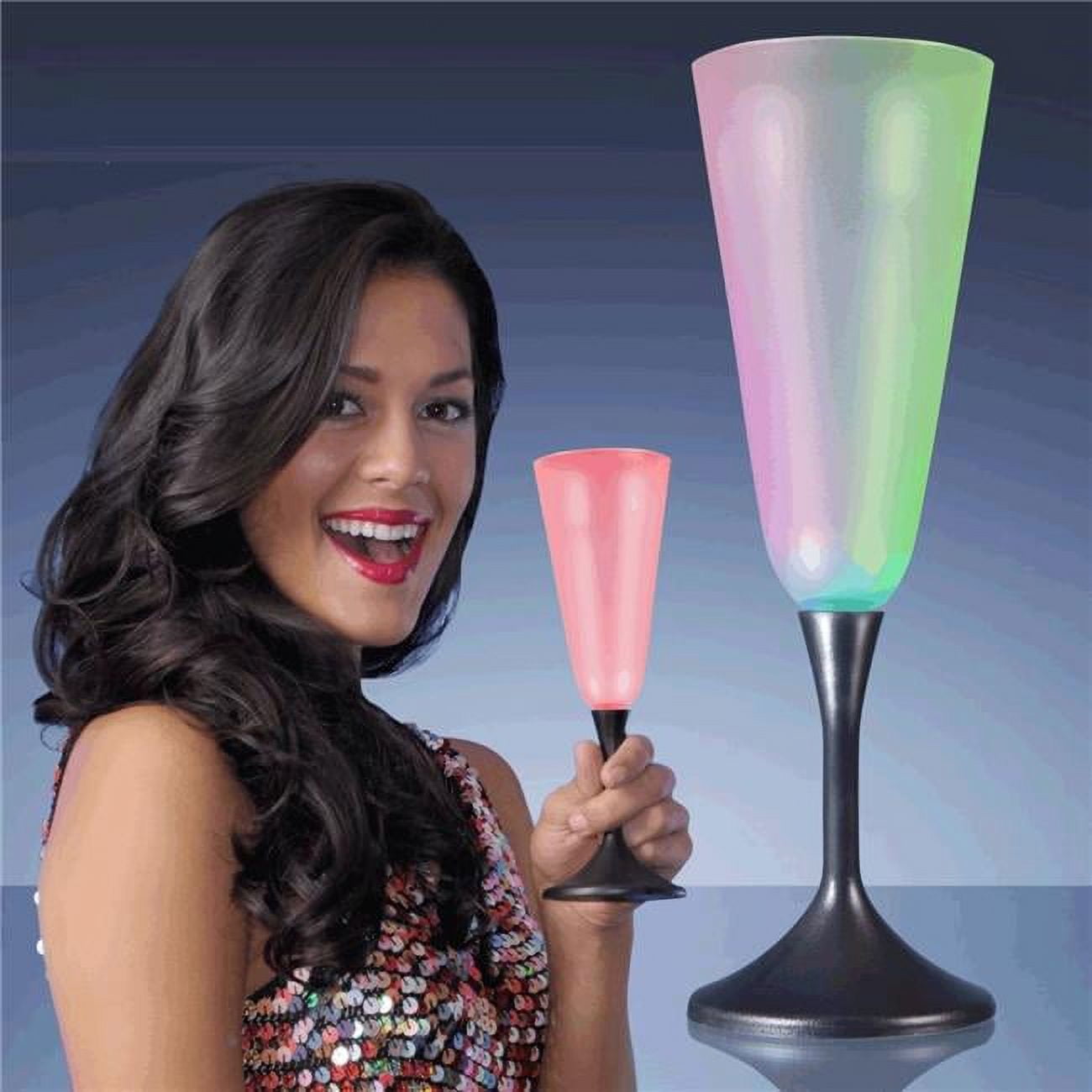 Picture of Blinkee 1305020 LED Frosted Champagne Glass with Black Base