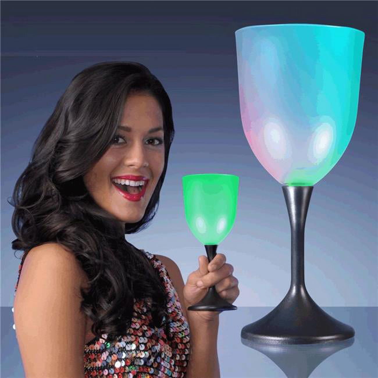Picture of Blinkee 1305030 LED Frosted Wine Glass with Black Base