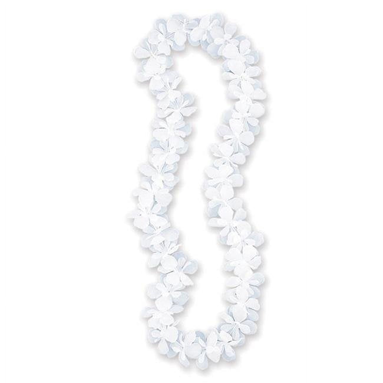 A6010 Hawaiian Flower Lei Necklace, White