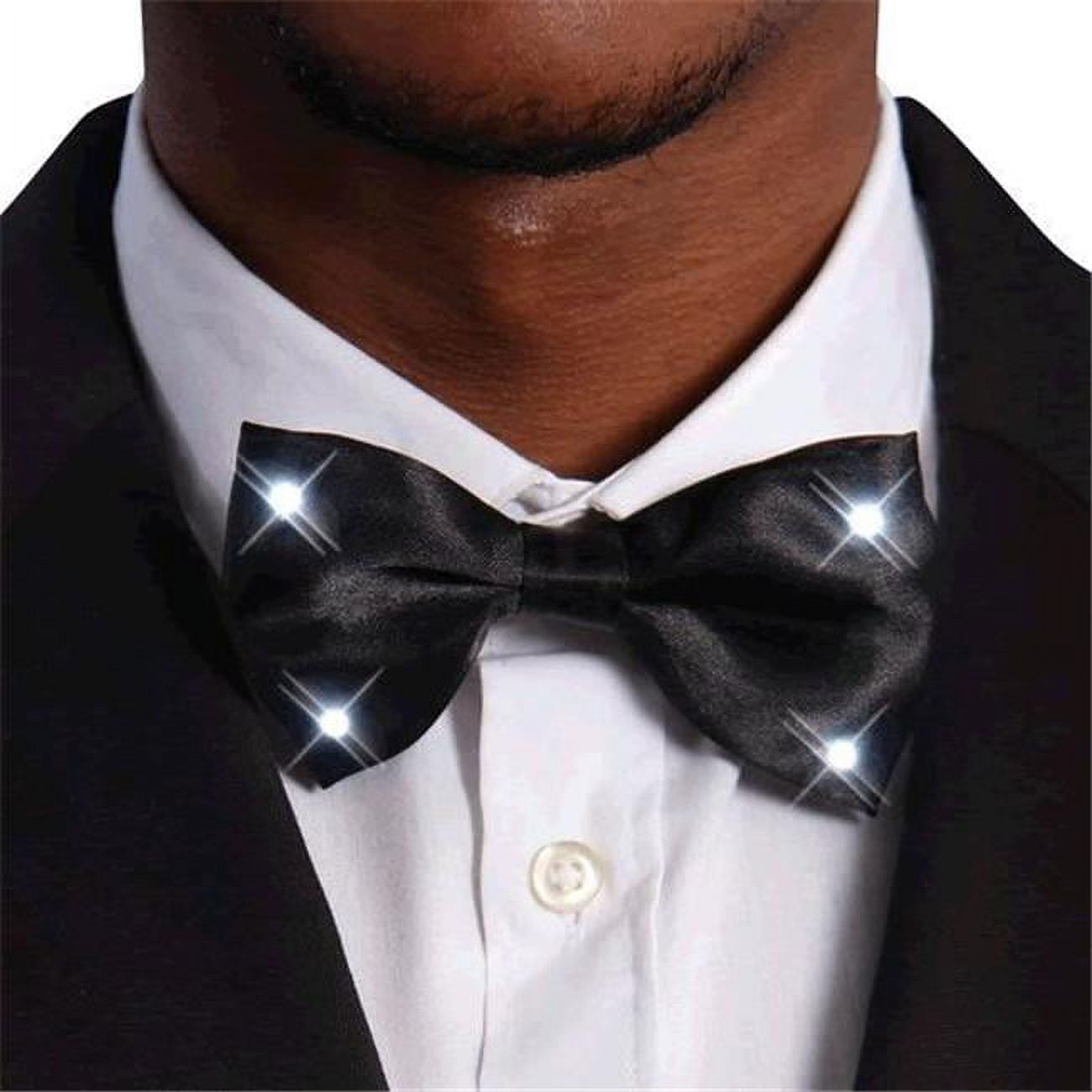 Picture of Blinkee 1587000 Black Bow Tie with LED Lights, White