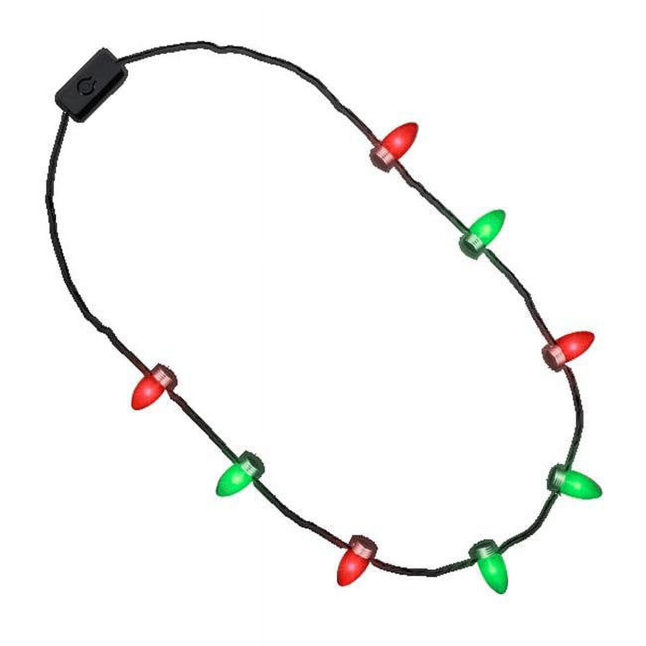 Flashing Christmas Lights Necklace, Red & Green