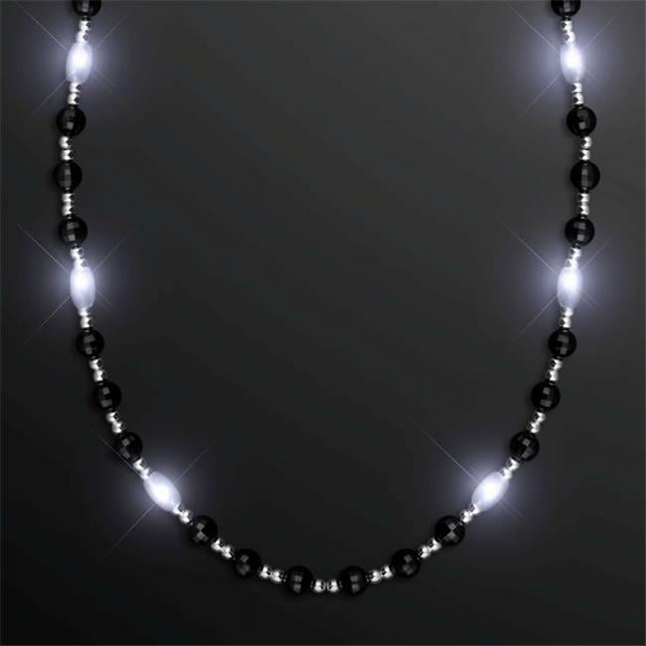 Classy LED Fancy Beads Necklace  - Black  - White & Silver