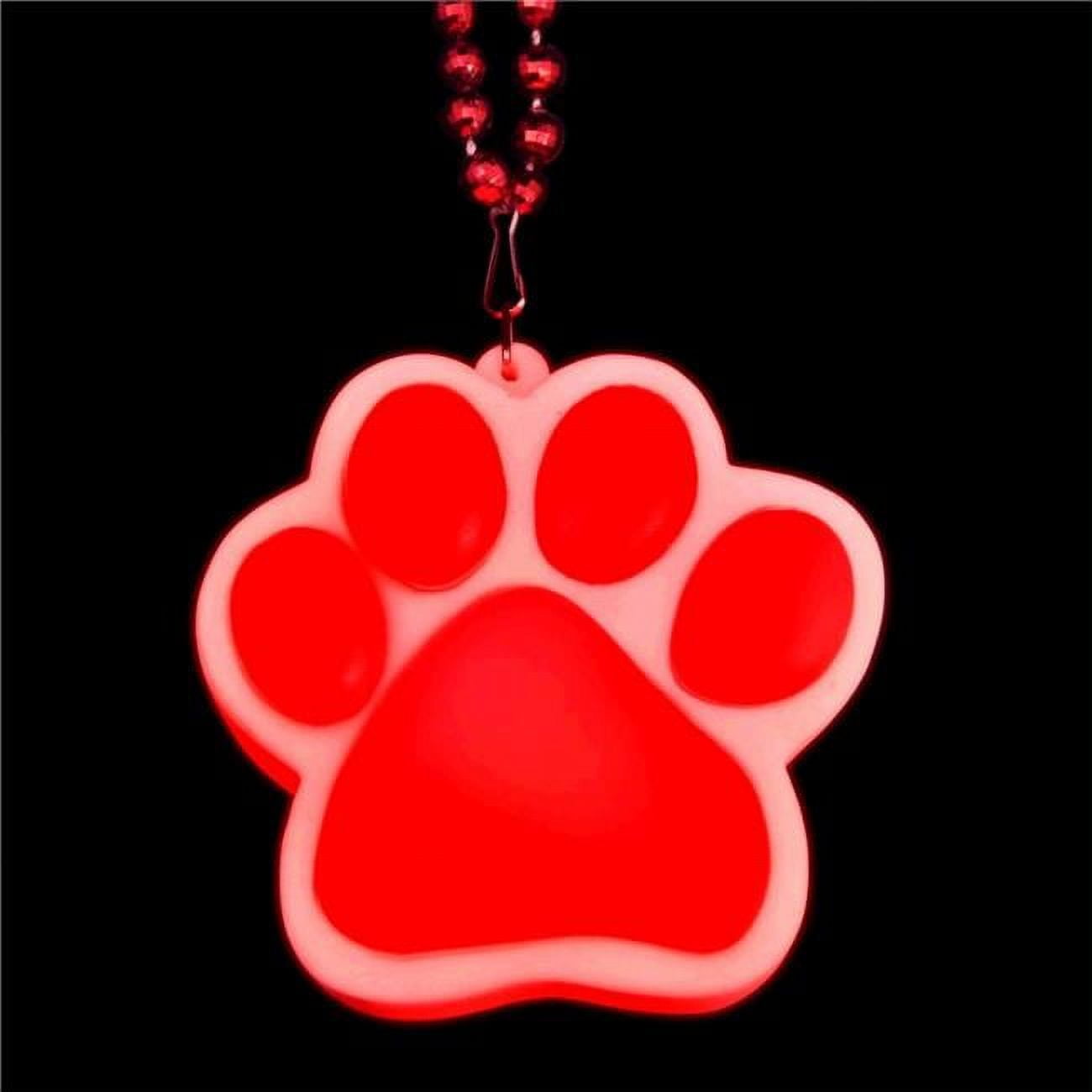 Light Up Red Paw Print Charm Necklace - Red