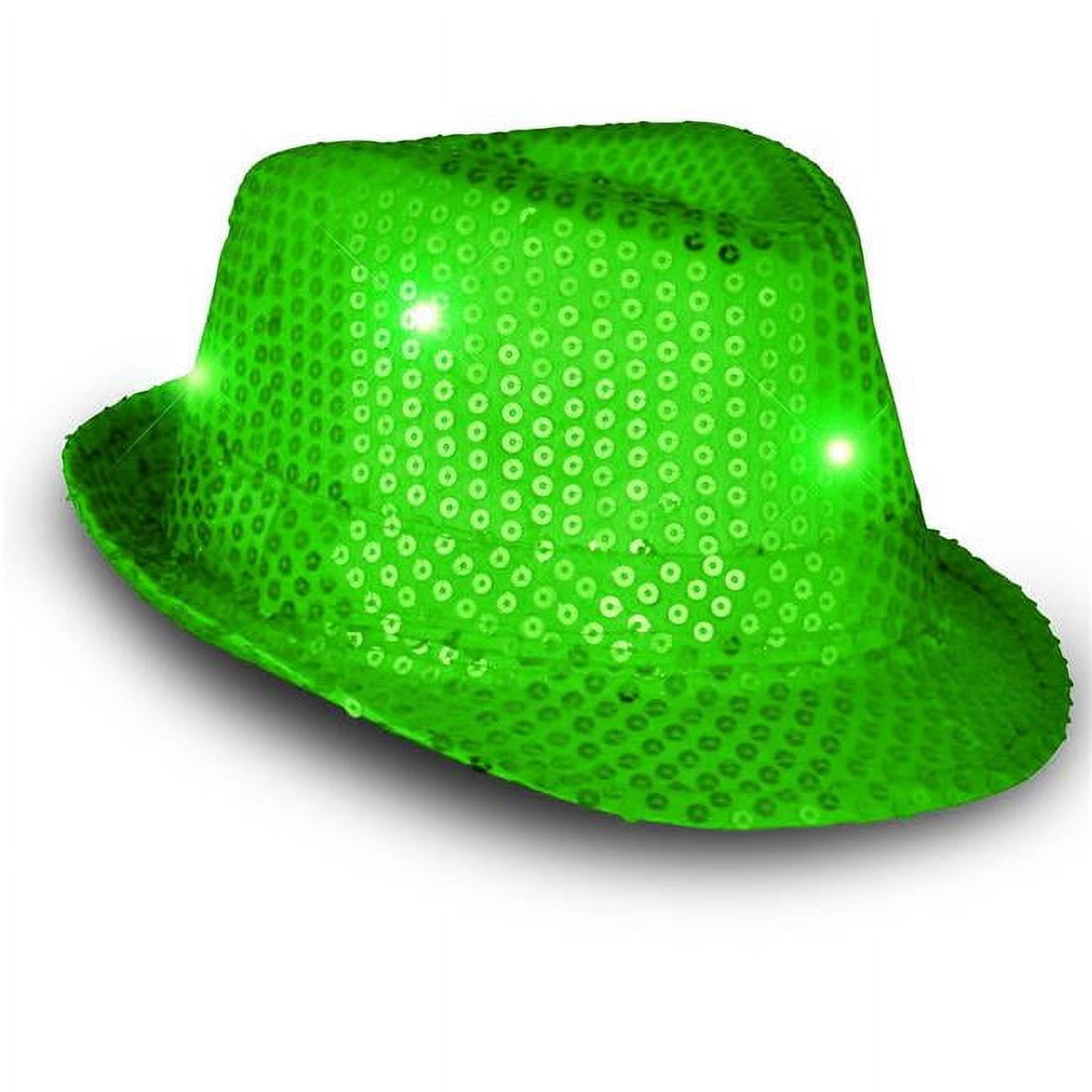 blinkee Two Pack LED Flashing Fedora Hat with Green Sequins