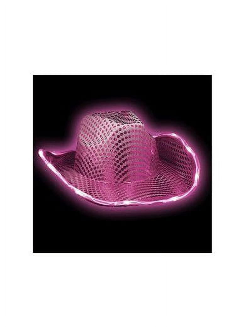 Picture of Blinkee 3996500 LED Flashing Cowboy Hat with Pink Sequins