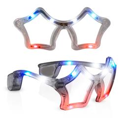 4091000 Flashing LED Star Sunglasses, Red, White & Blue