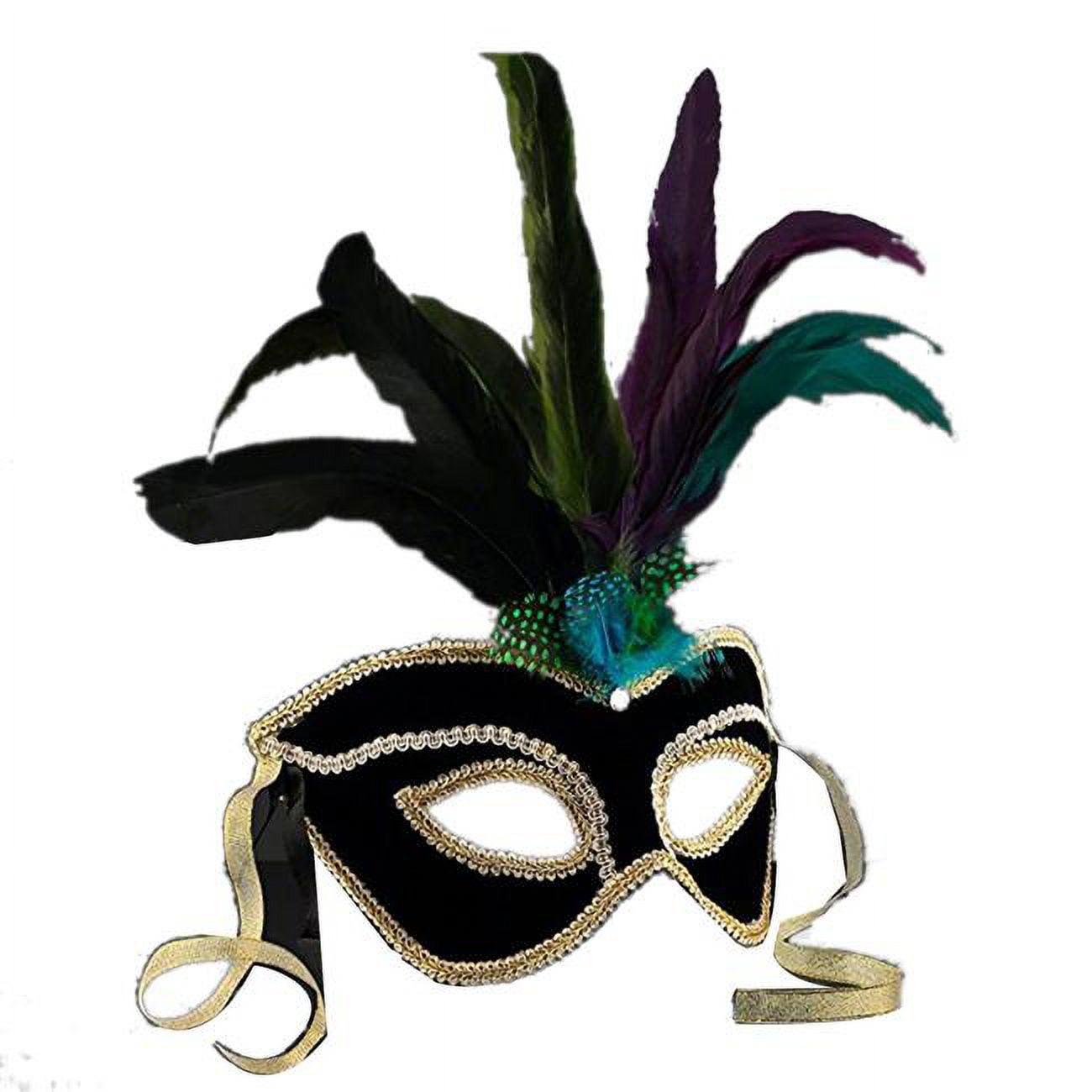 Non-Light Up Velvet & Feather Carnival Mask