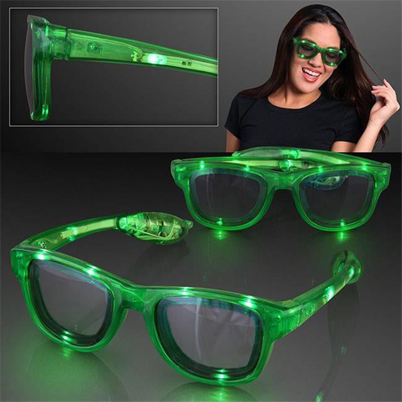 Picture of Blinkee 85074 Green LED Nerd Glasses