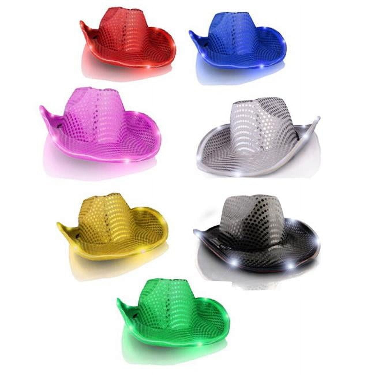 LED Sequin Cowboy Hat No Stitching, Assorted Color - Pack of 12