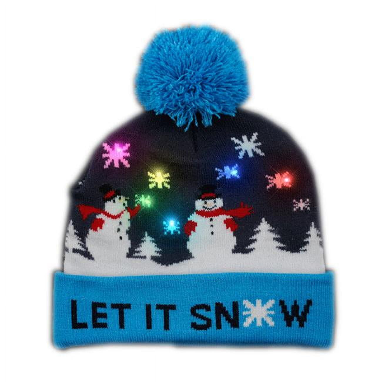 Multi Color LED Snowy Snowflake Winter Christmas Holiday Snowmen Beanie Hat