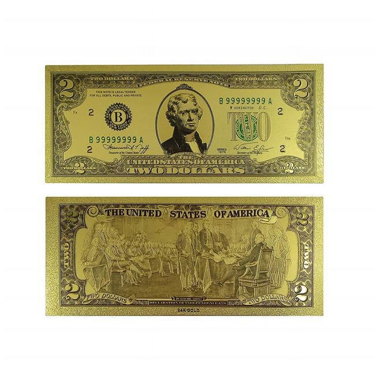 PPD12k-2D 2 Dollar Commemorative Collectible Premium Replica Paper Money Bill 24k Gold Plated Fake Currency Banknote Art Holiday Decoration -  Blinkee