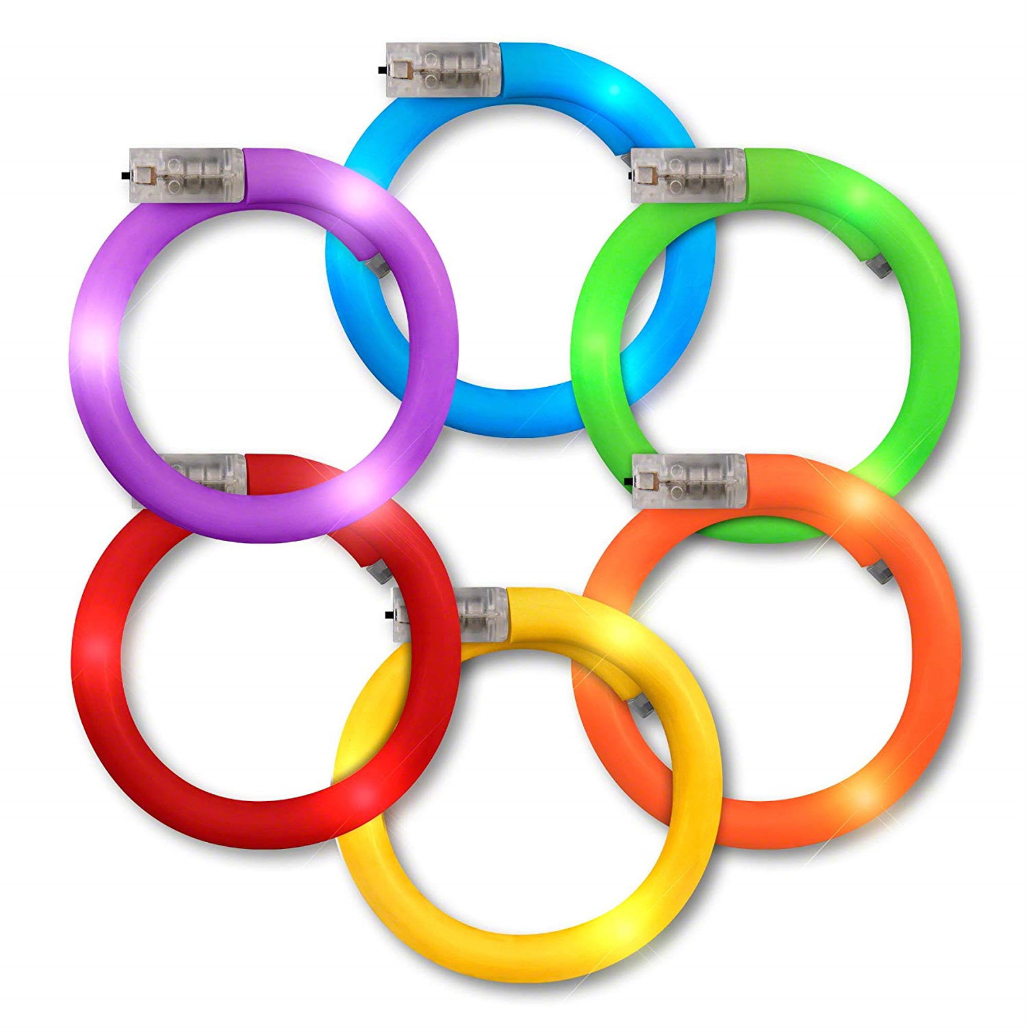 ASSLDMGTB-R LED Rainbow Tube Bracelets, Assorted Color - Pack of 12