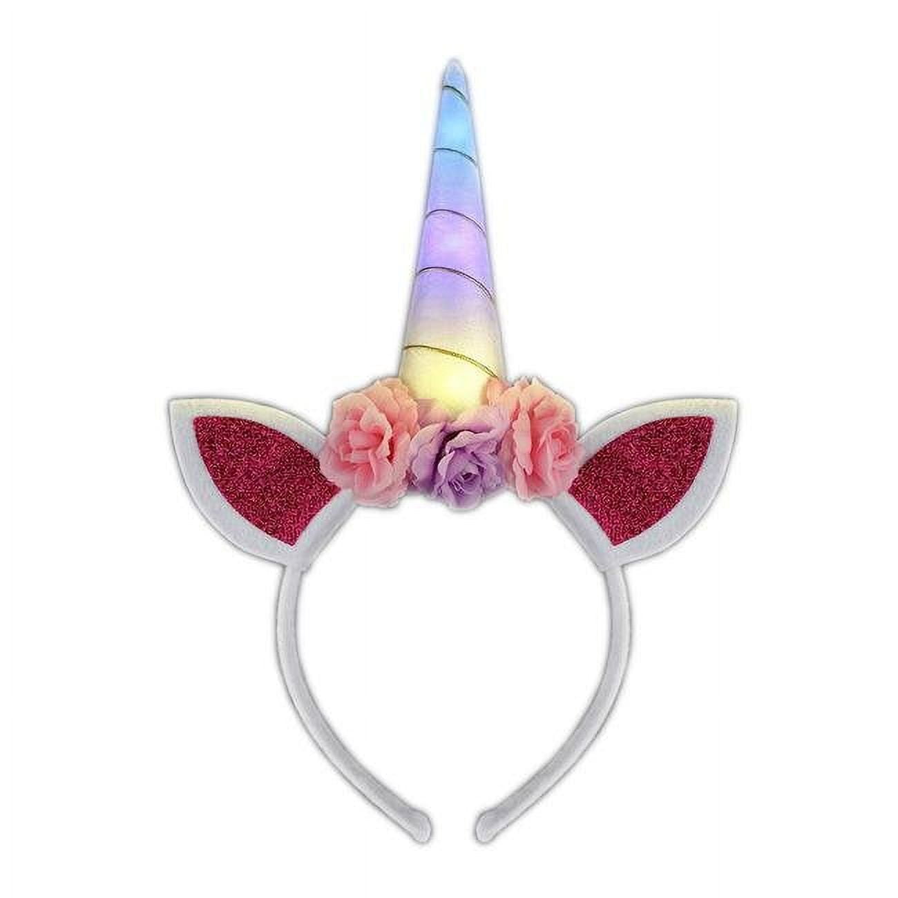 Light Up Unicorn Horn Flower Headband, Color Change