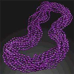 597210 Round Disco Bead Necklace, Purple - Pack of 12