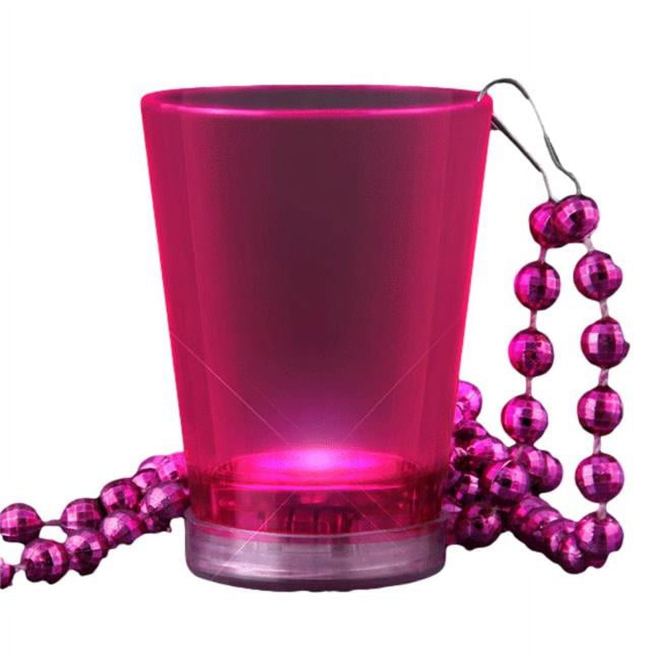 Picture of Blinkee LUPSHPBNL-PK Light Up Pink Shot Glass on Pink Beaded Necklaces
